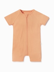 MORI Organic Cotton & Bamboo Short Sleep Zip Up Baby Romper - Image 4 of 4