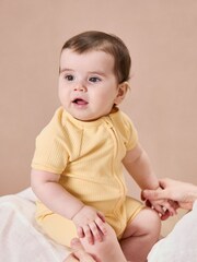 MORI Organic Cotton & Bamboo Short Sleep Zip Up Baby Romper - Image 2 of 4
