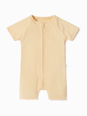 MORI Organic Cotton & Bamboo Short Sleep Zip Up Baby Romper - Image 4 of 4