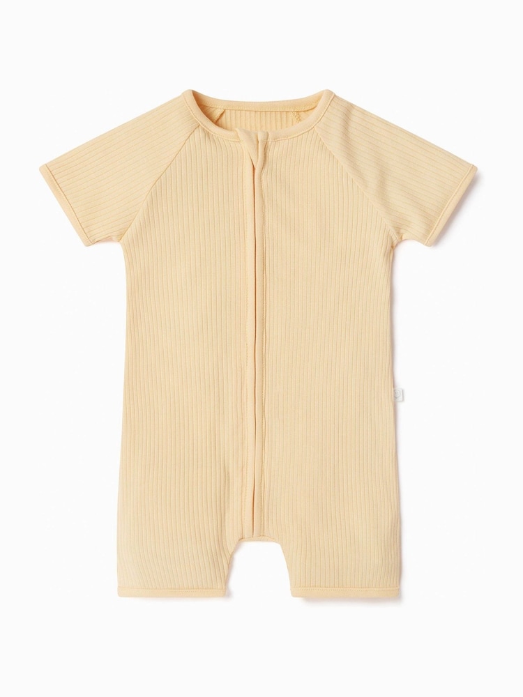 MORI Organic Cotton & Bamboo Short Sleep Zip Up Baby Romper - Image 4 of 4