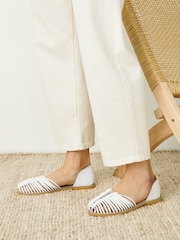 White Forever Comfort® Leather 2 Part Woven Shoes - Image 1 of 7