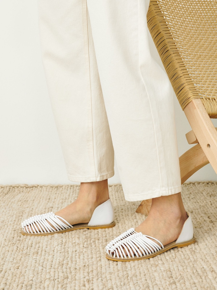 White Forever Comfort® Leather 2 Part Woven Shoes - Image 1 of 7