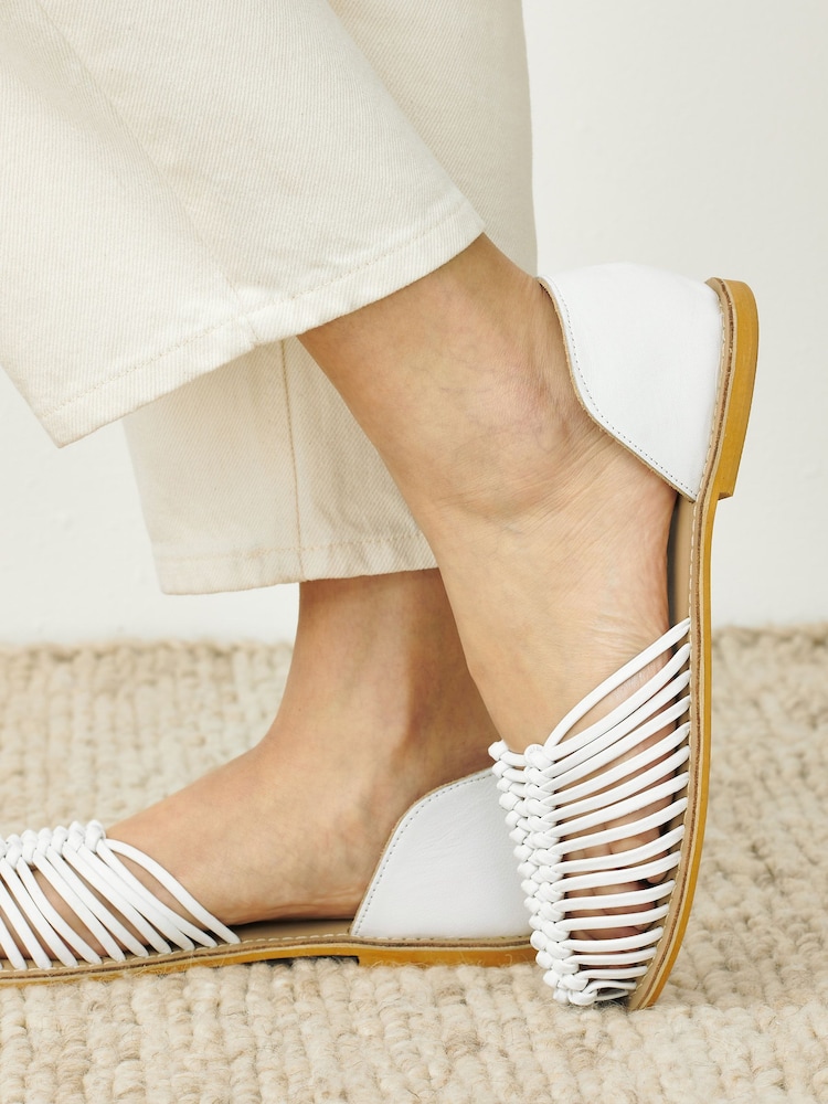 White Forever Comfort® Leather 2 Part Woven Shoes - Image 2 of 7