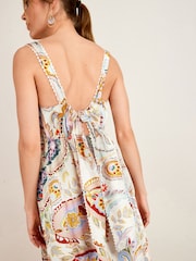 Cream Floral Cotton Tiered Midi Dress - Image 4 of 5