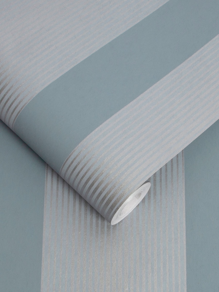 Graham & Brown Blue Lagom Stripe 10M Wallpaper - Image 2 of 3 Graham & Brown Blue Lagom Stripe 10M Wallpaper - Image 2 of 3