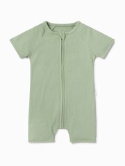 MORI Organic Cotton & Bamboo Short Sleep Zip Up Baby Romper - Image 3 of 3