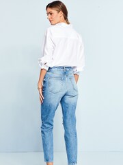 Mid Blue Wash Ripped Mom Jeans - Image 2 of 7