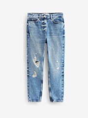Mid Blue Wash Ripped Mom Jeans - Image 6 of 7