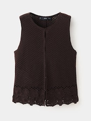 Mango Brown Crochet Vest Top - Image 4 of 6