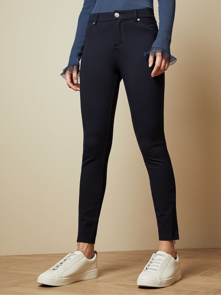 Ted Baker Blue Strenti Skinny Zip Cuff Ponti Jeggings - Image 2 of 5