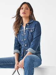 Dark Blue Fuller Bust Denim Jacket - Image 1 of 5
