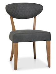 Bentley Designs Set of 2 Grey Margot Rustic Oak Upholstered Chairs - Image 2 of 4