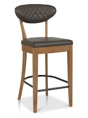Bentley Designs Set of 2 Brown Margot Rustic Oak Upholstered Barstools - Image 1 of 3