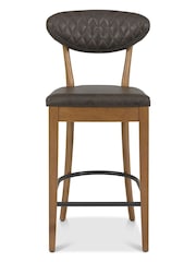 Bentley Designs Set of 2 Brown Margot Rustic Oak Upholstered Barstools - Image 2 of 3