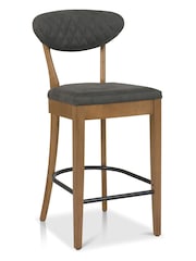 Bentley Designs Set of 2 Grey Margot Rustic Oak Upholstered Barstools - Image 1 of 3