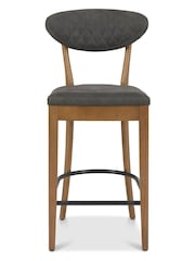 Bentley Designs Set of 2 Grey Margot Rustic Oak Upholstered Barstools - Image 2 of 3