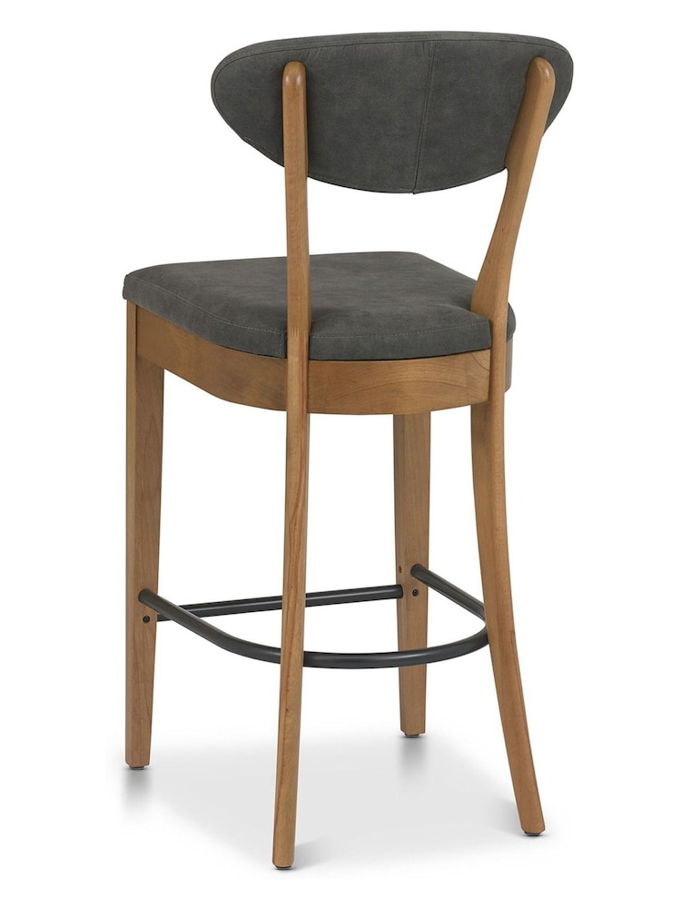Bentley Designs Set of 2 Grey Margot Rustic Oak Upholstered Barstools - Image 3 of 3