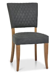 Bentley Designs Set of 2 Grey Logan Rustic Oak Upholstered Chairs - Image 1 of 3