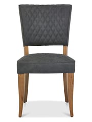 Bentley Designs Set of 2 Grey Logan Rustic Oak Upholstered Chairs - Image 2 of 3
