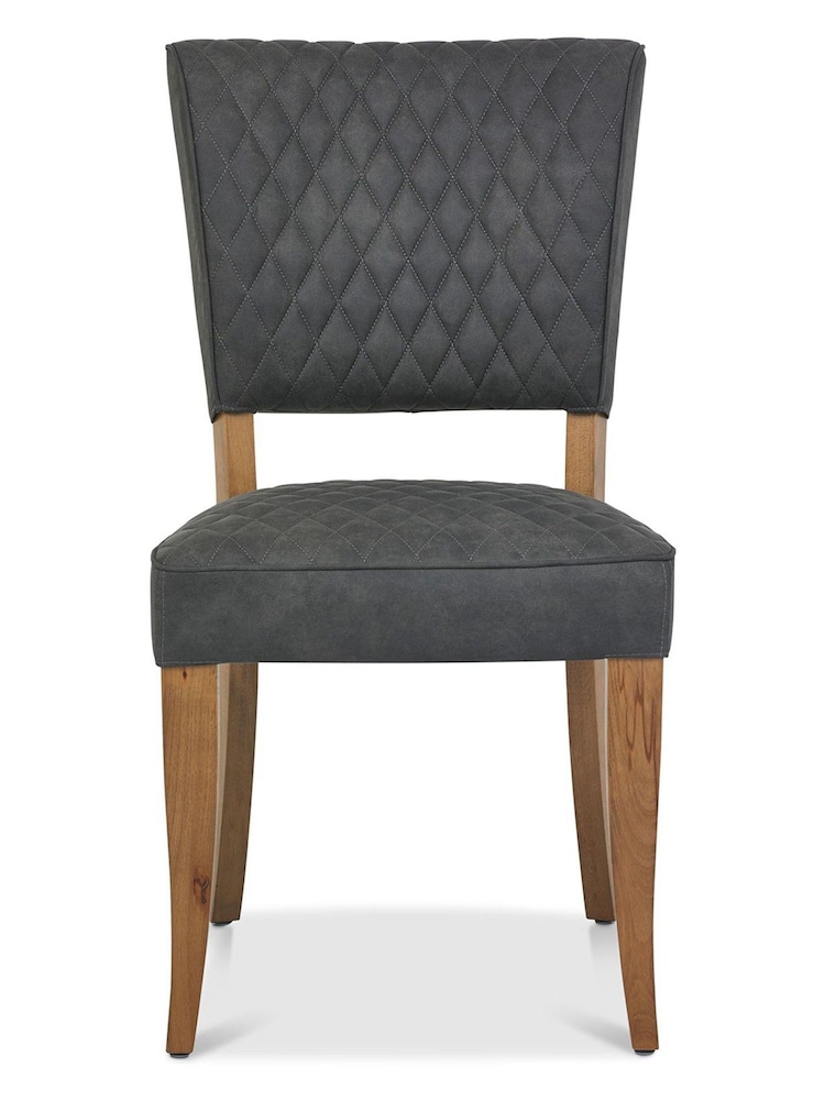 Bentley Designs Set of 2 Grey Logan Rustic Oak Upholstered Chairs - Image 2 of 3