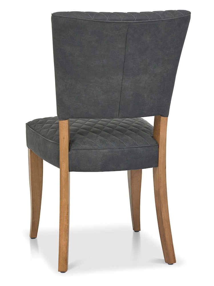 Bentley Designs Set of 2 Grey Logan Rustic Oak Upholstered Chairs - Image 3 of 3
