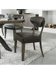 Bentley Designs Set of 2 Brown Margot Fumed Oak Leather Upholstered Chairs - Image 1 of 4