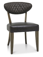 Bentley Designs Set of 2 Brown Margot Fumed Oak Leather Upholstered Chairs - Image 2 of 4
