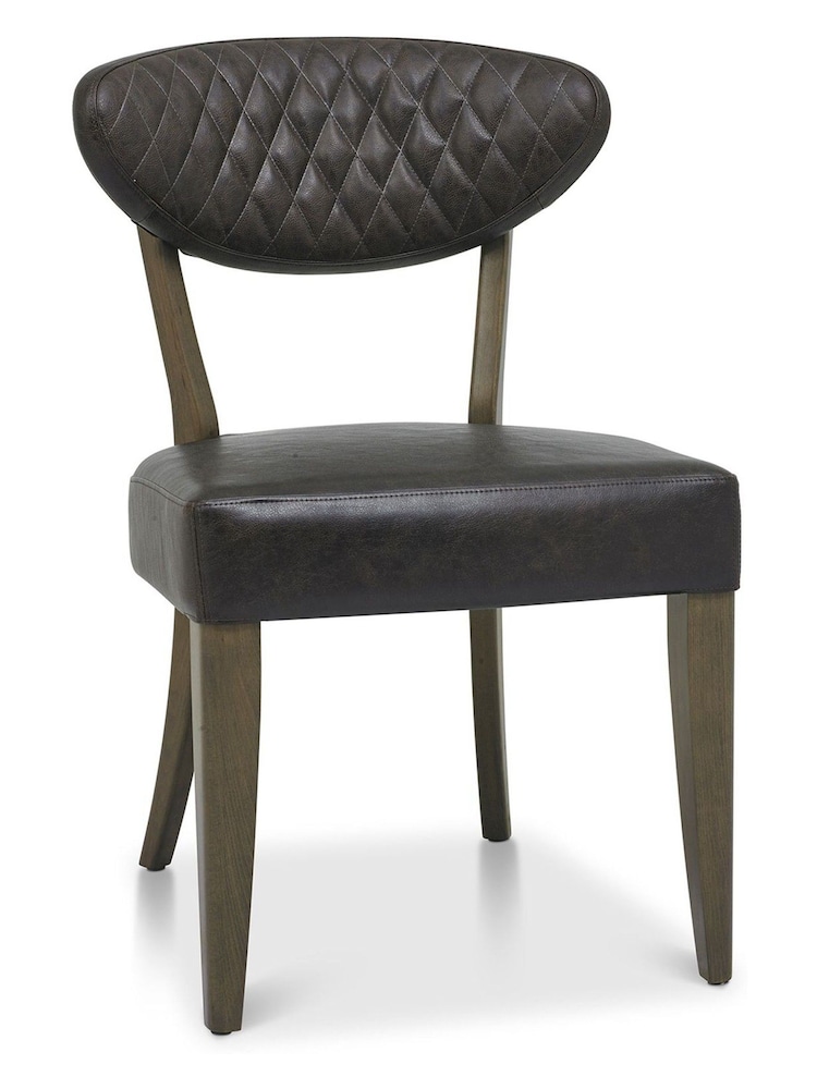 Bentley Designs Set of 2 Brown Margot Fumed Oak Leather Upholstered Chairs - Image 2 of 4