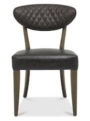 Bentley Designs Set of 2 Brown Margot Fumed Oak Leather Upholstered Chairs - Image 3 of 4