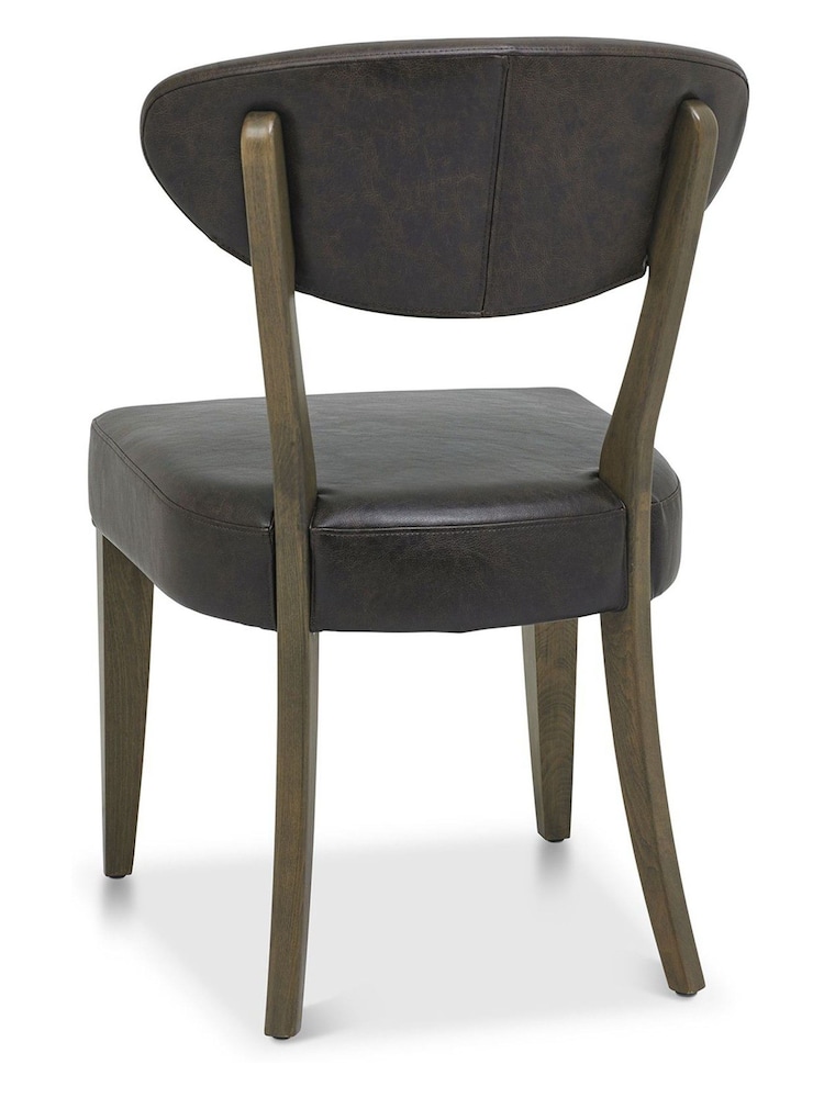 Bentley Designs Set of 2 Brown Margot Fumed Oak Leather Upholstered Chairs - Image 4 of 4