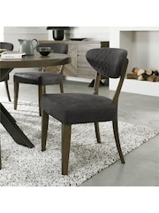Bentley Designs Set of 2 Grey Margot Fumed Oak Leather Upholstered Chairs - Image 1 of 4