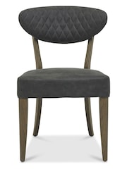 Bentley Designs Set of 2 Grey Margot Fumed Oak Leather Upholstered Chairs - Image 3 of 4