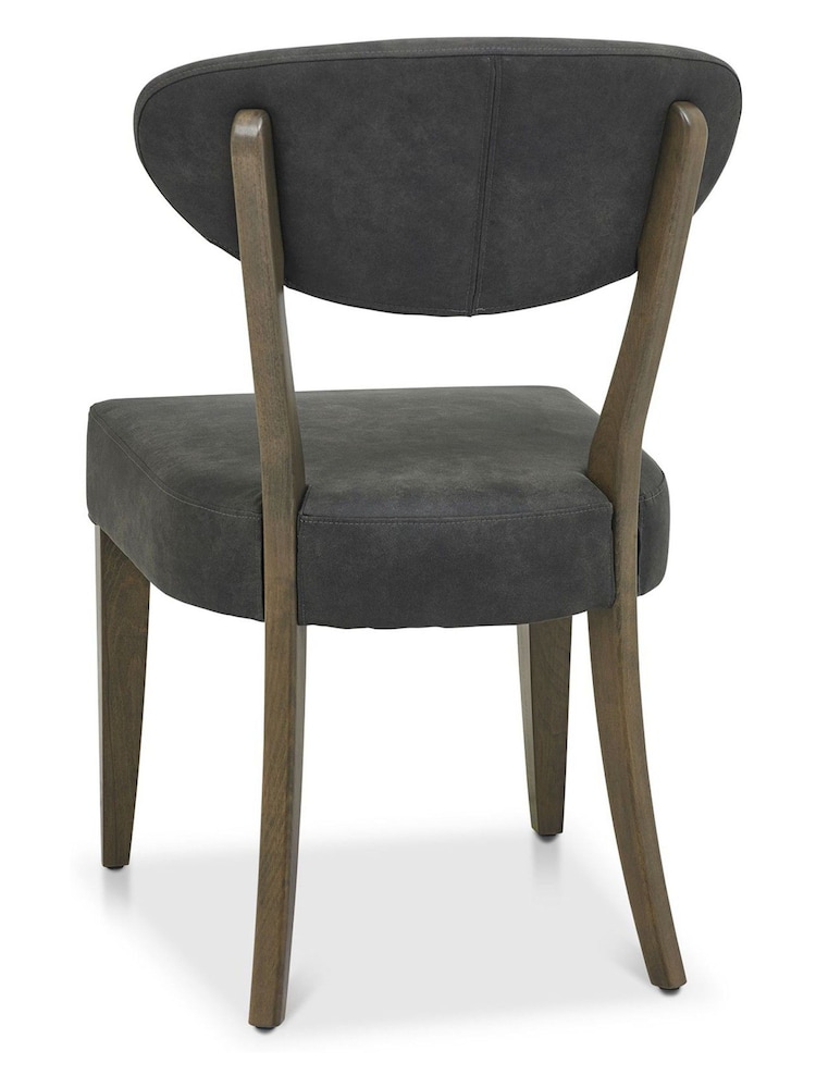 Bentley Designs Set of 2 Grey Margot Fumed Oak Leather Upholstered Chairs - Image 4 of 4