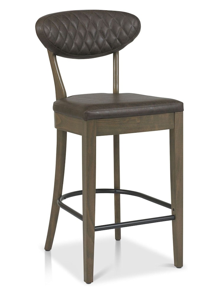 Bentley Designs Set of 2 Brown Margot Fumed Oak Upholstered Barstools - Image 1 of 3