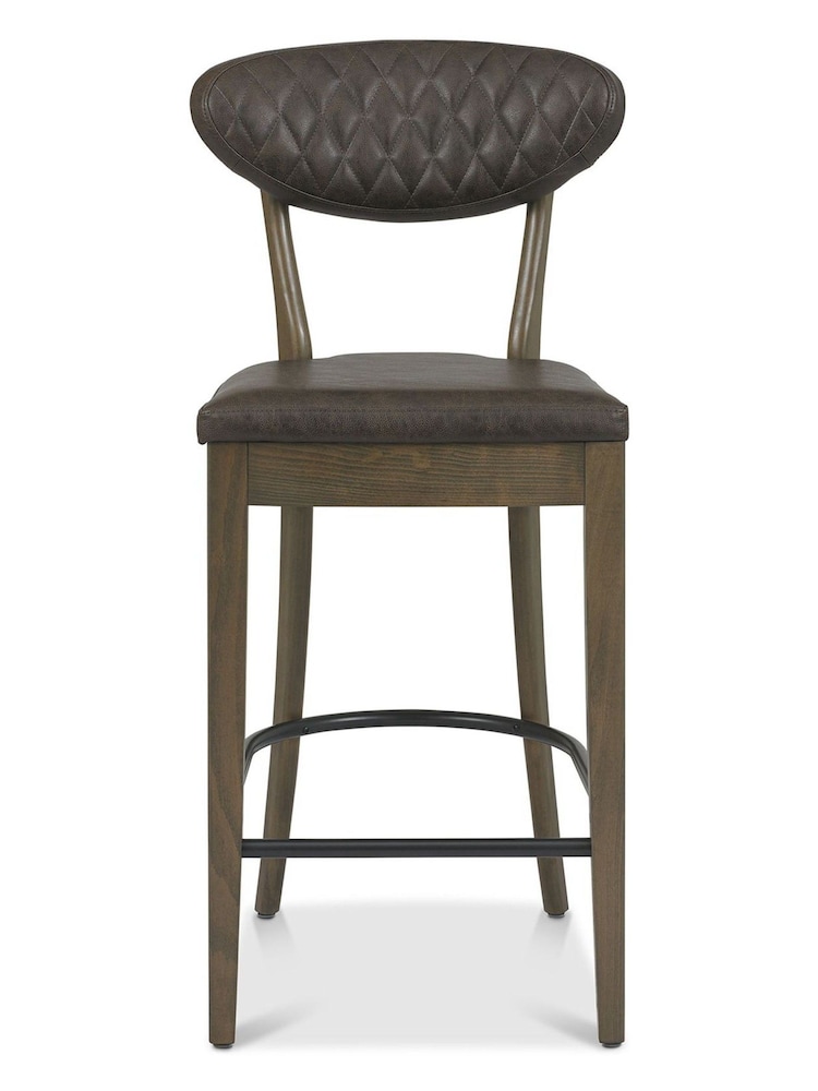 Bentley Designs Set of 2 Brown Margot Fumed Oak Upholstered Barstools - Image 2 of 3