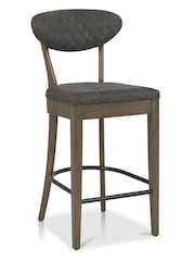 Bentley Designs Set of 2 Grey Margot Fumed Oak Upholstered Barstools - Image 1 of 3