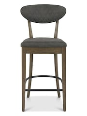 Bentley Designs Set of 2 Grey Margot Fumed Oak Upholstered Barstools - Image 2 of 3