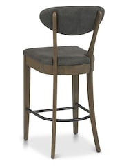 Bentley Designs Set of 2 Grey Margot Fumed Oak Upholstered Barstools - Image 3 of 3