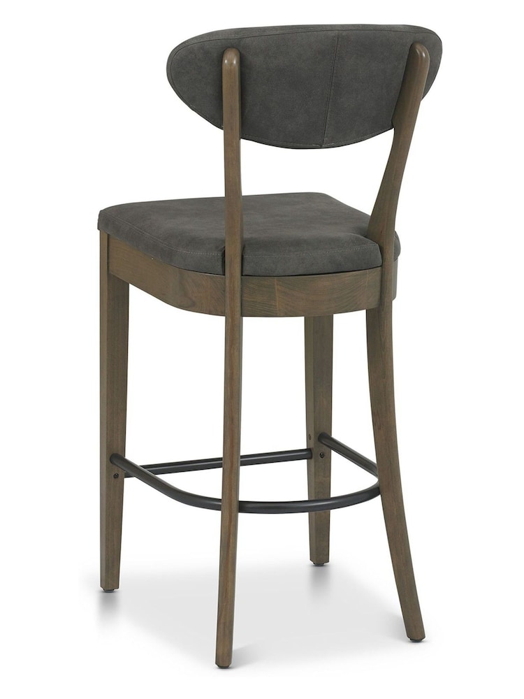 Bentley Designs Set of 2 Grey Margot Fumed Oak Upholstered Barstools - Image 3 of 3