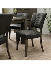 Bentley Designs Set of 2 Brown Logan Fumed Oak Upholstered Chairs - Image 1 of 4