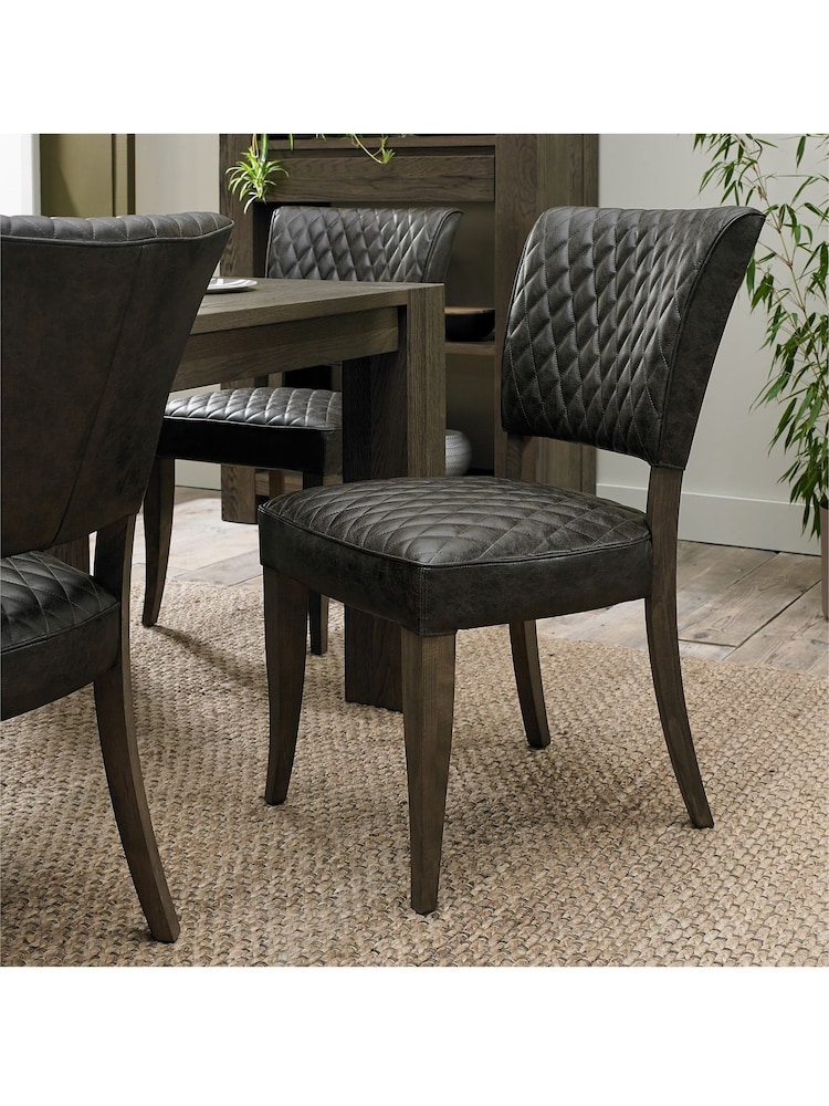 Bentley Designs Set of 2 Brown Logan Fumed Oak Upholstered Chairs - Image 1 of 4