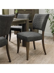 Bentley Designs Set of 2 Grey Logan Fumed Oak Upholstered Chairs - Image 1 of 5