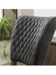 Bentley Designs Set of 2 Grey Logan Fumed Oak Upholstered Chairs - Image 2 of 5