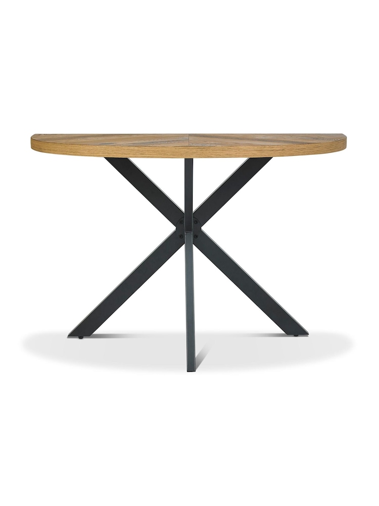 Bentley Designs Natural Ellipse Rustic Oak Console Table - Image 3 of 3