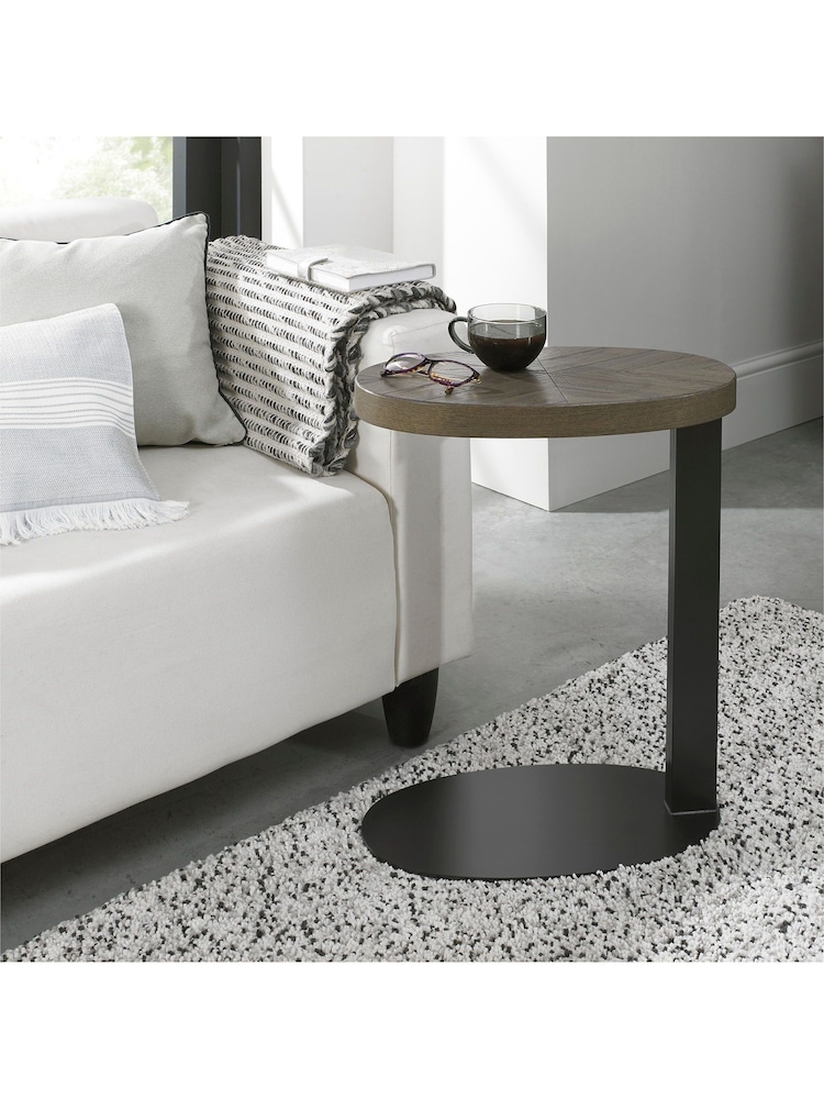 Bentley Designs Grey Ellipse Fumed Oak Sofa Table - Image 1 of 3