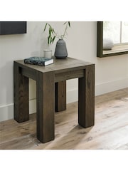 Bentley Designs Grey Logan Fumed Oak Lamp Table - Image 1 of 3