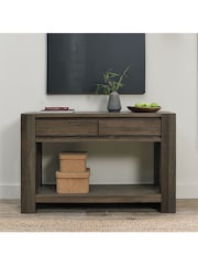 Bentley Designs Grey Logan Fumed Oak Console Table - Image 1 of 4