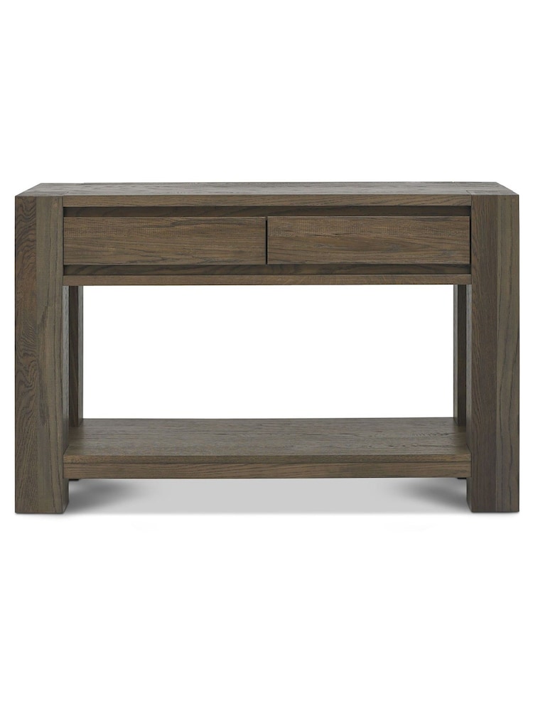 Bentley Designs Grey Logan Fumed Oak Console Table - Image 2 of 4
