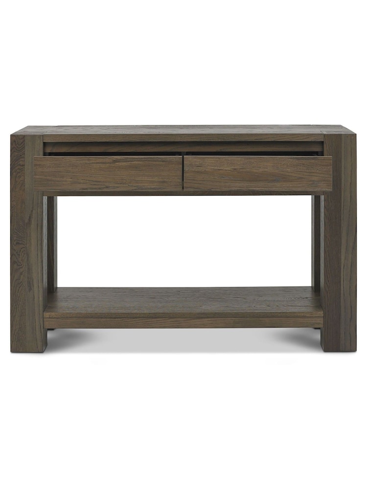 Bentley Designs Grey Logan Fumed Oak Console Table - Image 4 of 4