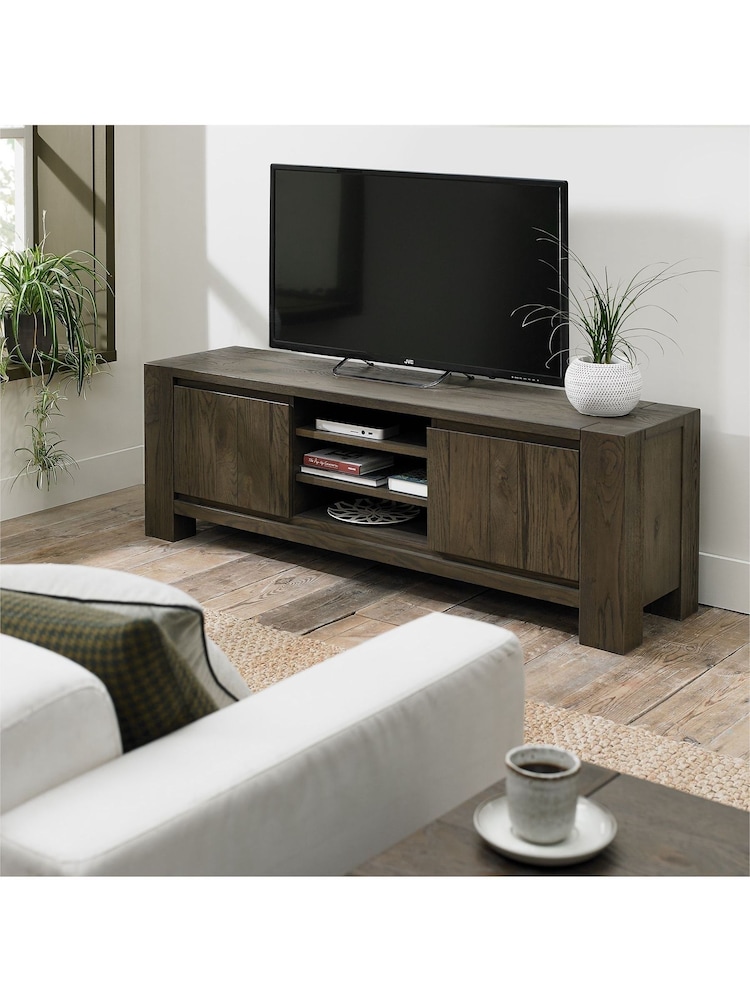 Bentley Designs Grey Logan Fumed Oak Entertainment Unit - Image 1 of 4